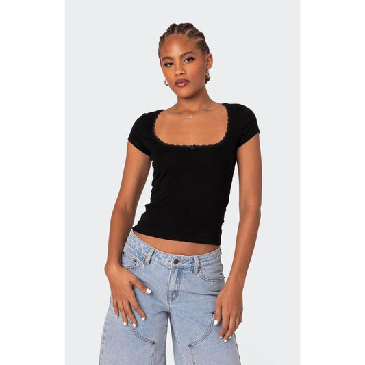 Edikted Women's Priscilla Lace Trim Shirt