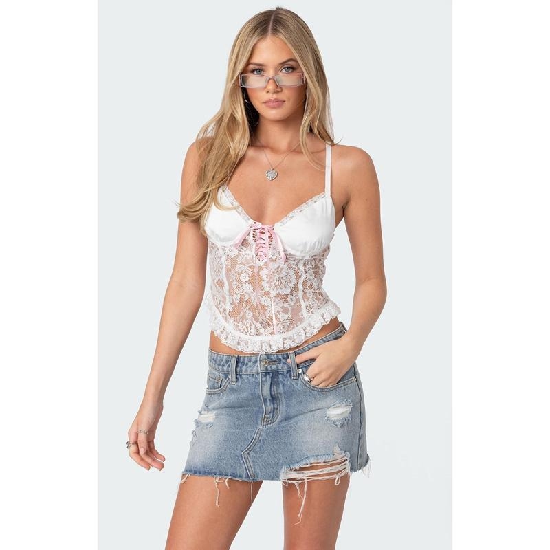 Edikted Women's Rhea Sheer Lace Tank Top