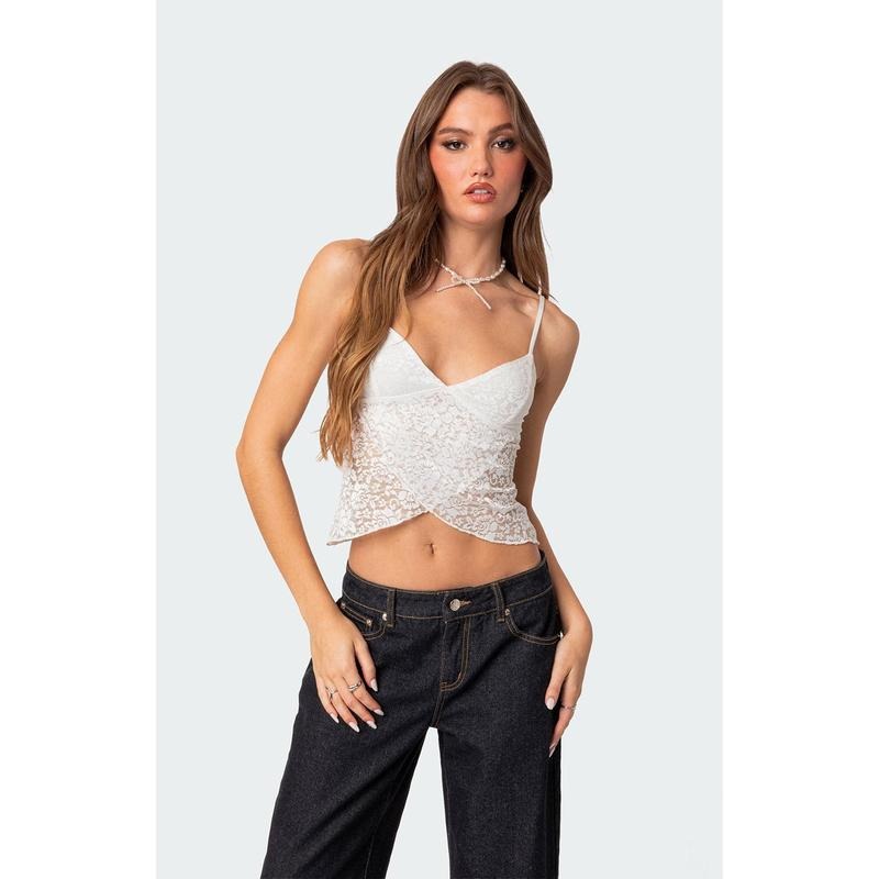 Edikted Women's Ruby Sheer Lace Tank Top