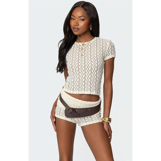 Edikted Women's Rye Sheer Textured T-Shirt