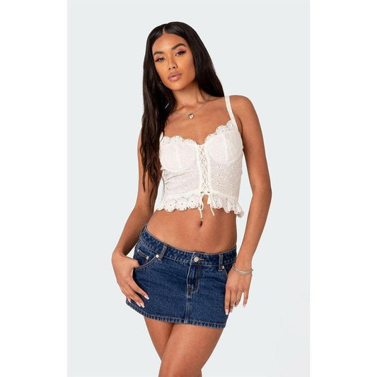 Edikted Women's Sami Lacey Cotton Cupped Corset