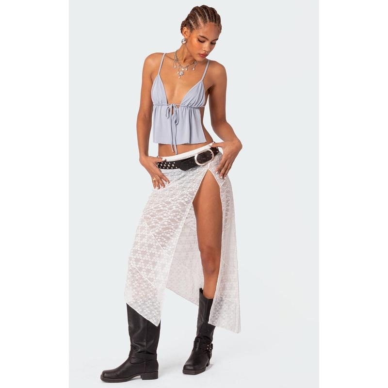 Edikted Women's Sheer Patchwork Lace Maxi Skirt - Multicolor