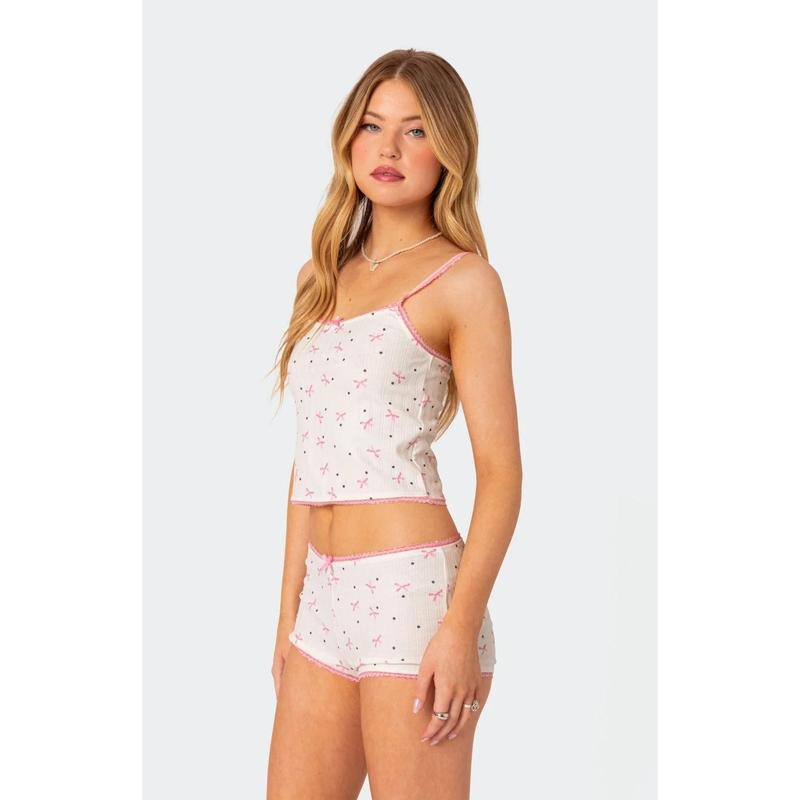 Edikted Women's Shelly Pointelle Printed Tank Top