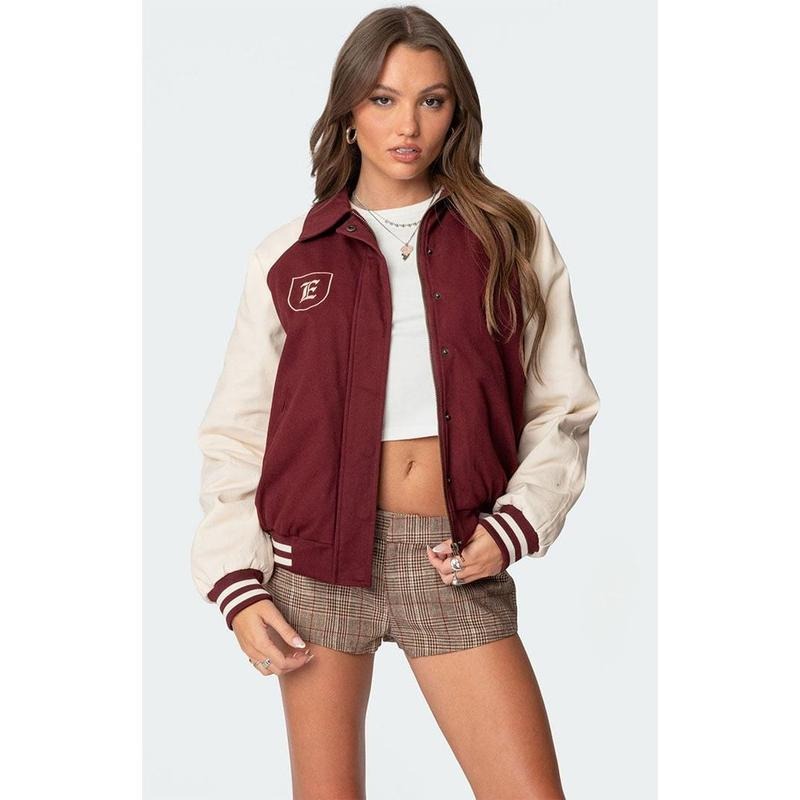 Edikted Women's Varsity Oversized Bomber Jacket