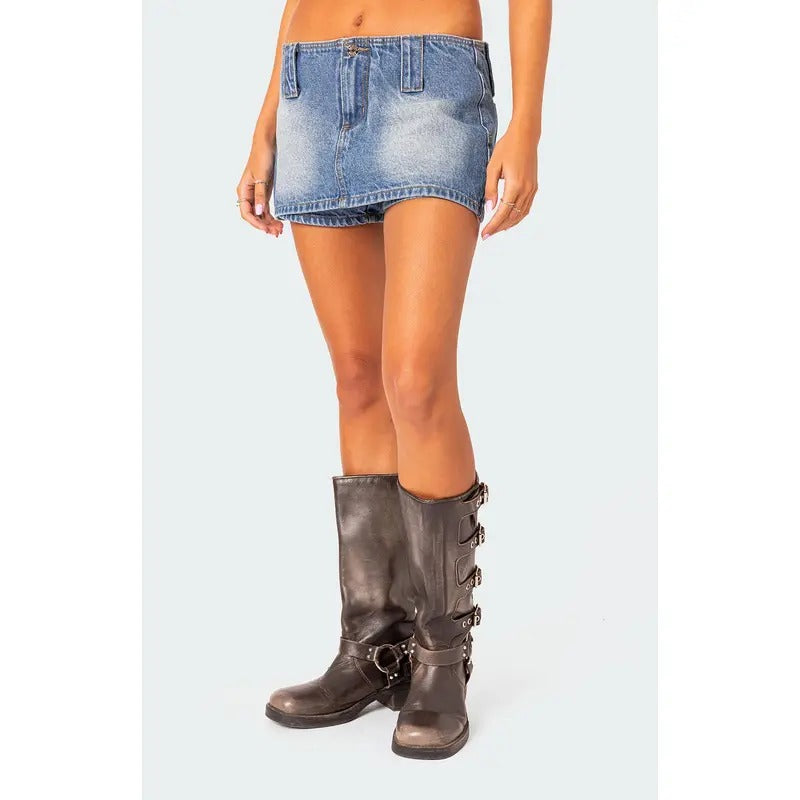 Edikted Women's Wanona Denim Mini Skort - Multicolor