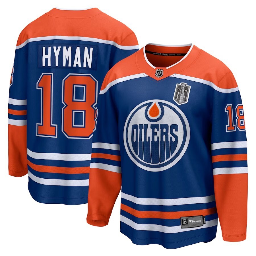 Edmonton Oilers #18 Zach Hyman 2025 Stanley Cup Final Home Breakaway Jersey - Royal