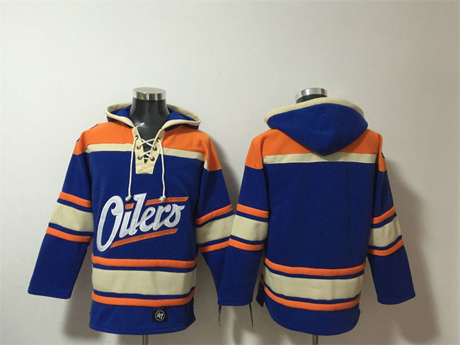 Edmonton Oilers #29 Leon Draisaitl Blue Lace-Up Pullover Hoodie