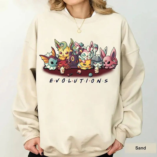 Eevee Eeveelution Sweatshirt, Slyveon, umbreon, Espeon, Flareon Anime, Vintage Anime Sweater,Anime merch, Hoodie Gift, Gift for anime fan,Kawaii