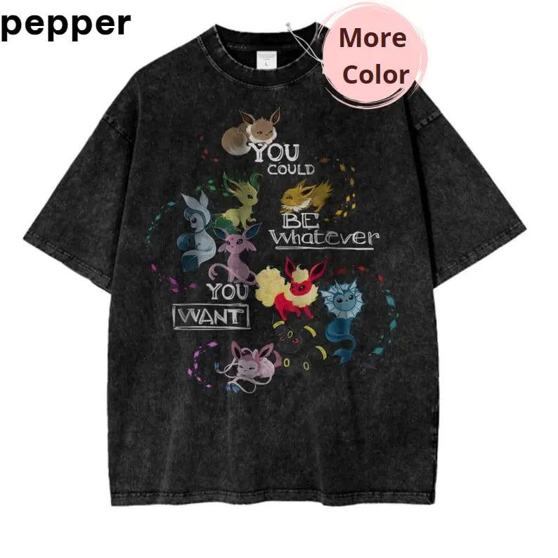 Eevee Pokemon Anime Vintage T-Shirt for Fans and Collectors, Anime Graphic Tee, Vintage T-Shirt Menswear Top Underwear Tshirt