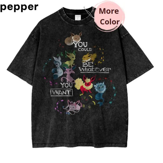 Eevee Pokemon Anime Vintage T-Shirt for Fans and Collectors, Anime Graphic Tee, Vintage T-Shirt Menswear Top Underwear Tshirt