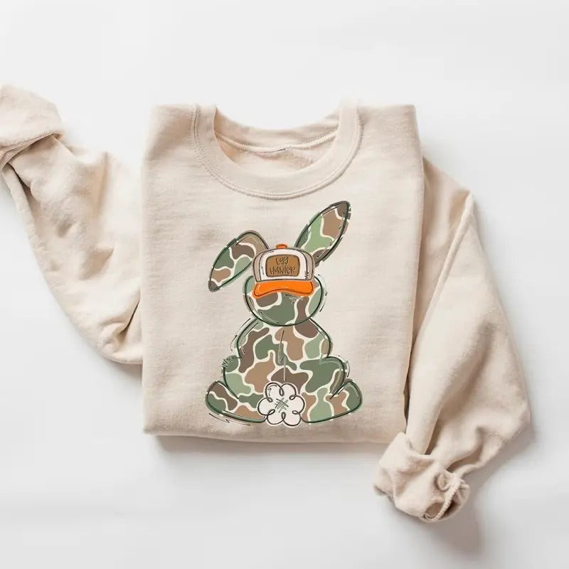 Egg Hunter Camo Easter Sweatshirt, Easter Day Shirt, Camo Easter Bunny Shirt, Happy Easter Shirt, Easter Egg Hunt Shirt