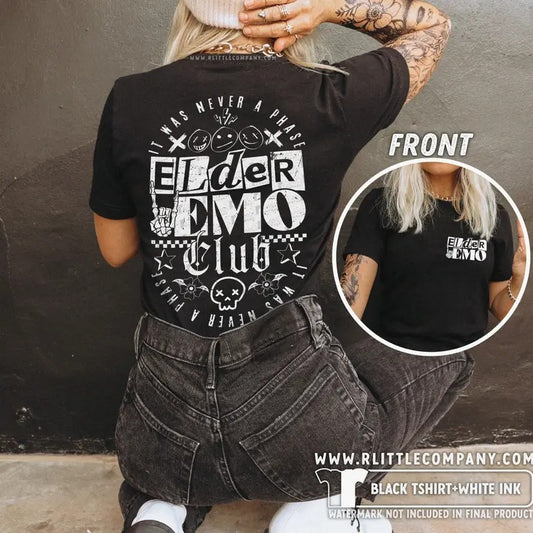 El.der Emo Club Unisex Tshirt / It Was Never a Phase Shirt Emo Gift Emo is Not Dead Emo Clothing Scene Shirt Alternative Graphic Tee Casual Cotton Crewneck Fabric