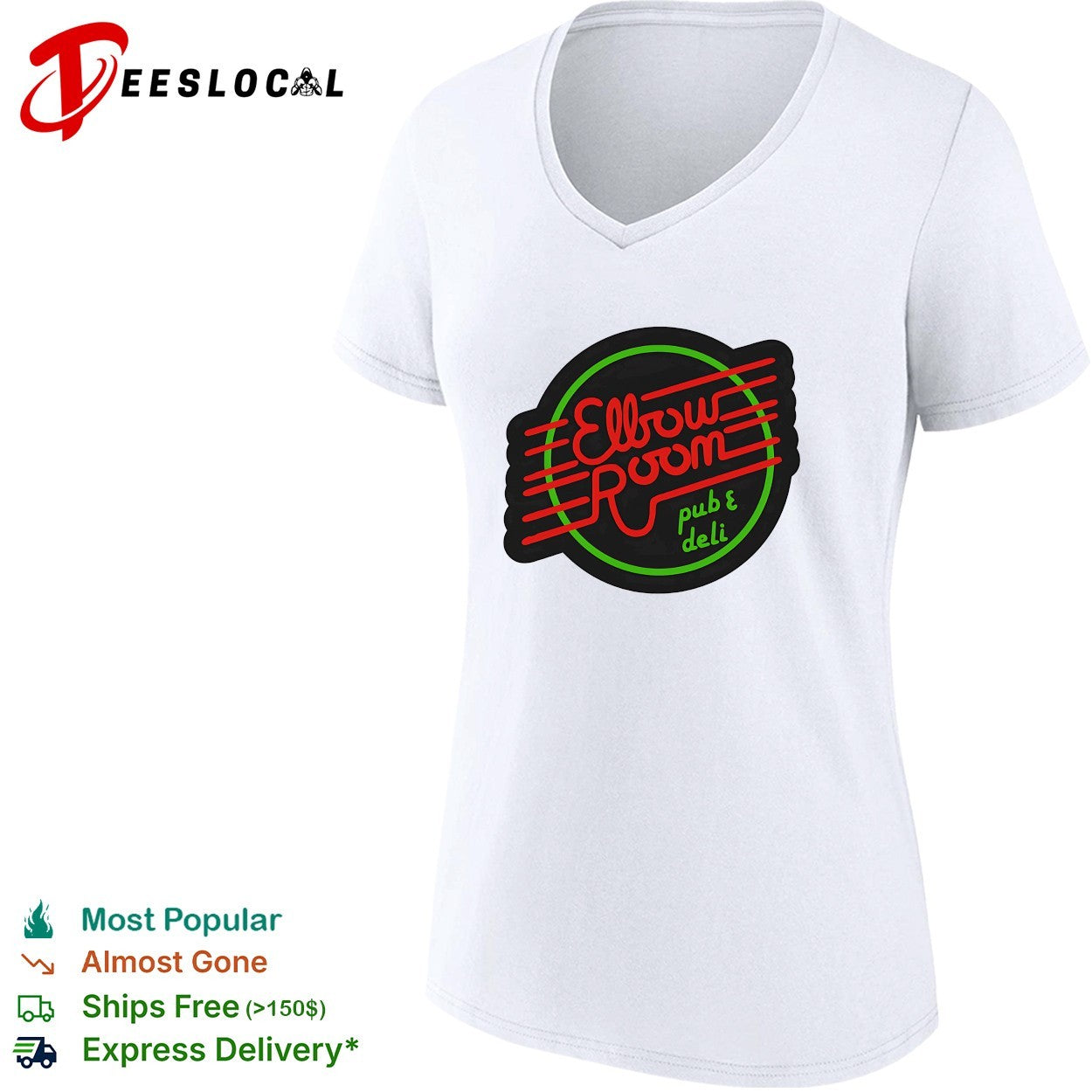 Elbow Room pub and deli neon sign shirt