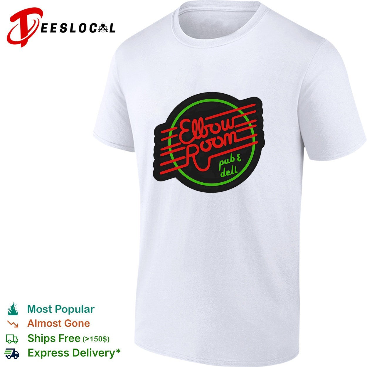 Elbow Room pub and deli neon sign shirt