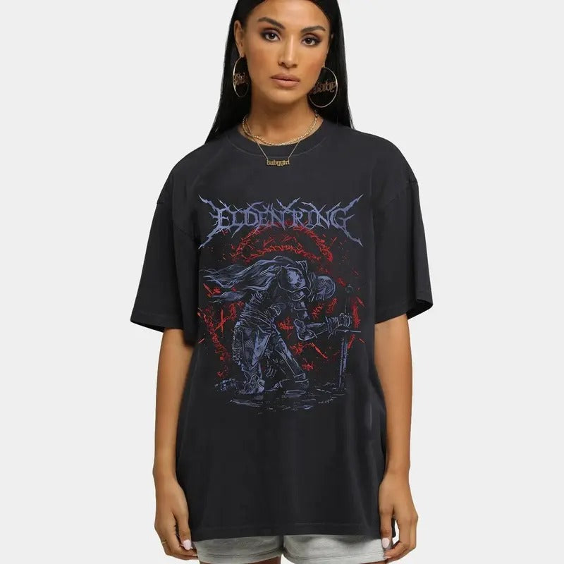 Elden Ring Shirt, Heavy Metal Game Inspired Tee, Unisex Gaming T-Shirt, Demon Sweatshirt, Warrior Crewneck Shirt, Fire of Elden Shirt