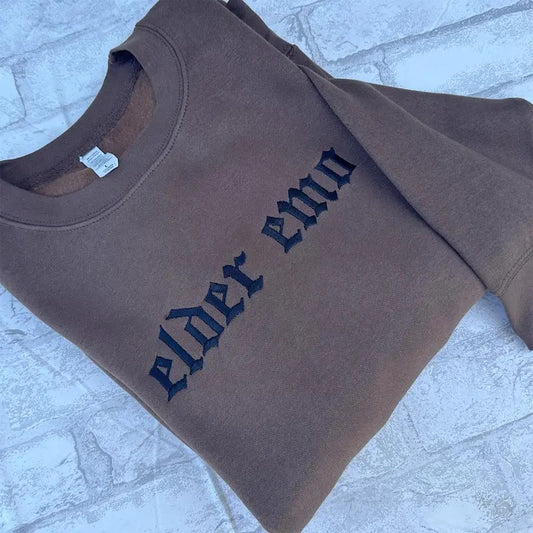 Elder Emo Embroidered Crewneck Sweatshirt, Feral Mom Crewneck, Funny Tee, Gift for Mom, Alt Fashion, Goth Clothing