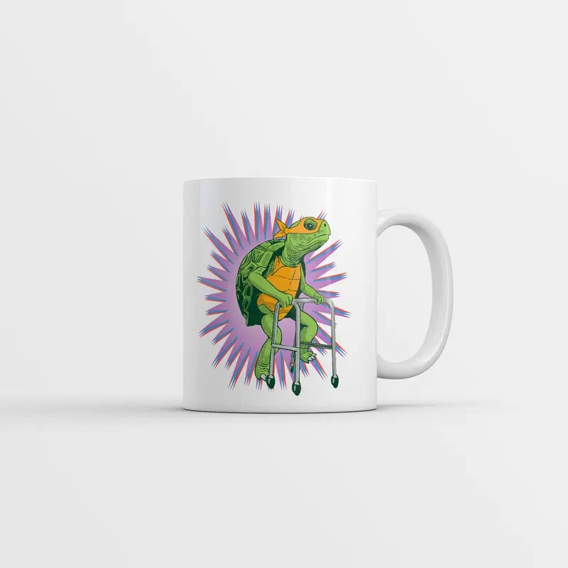 Elderly Ninja Tortoise Mug Funny Sarcastic Turtle Graphic Novelty Coffee Cup-11oz Funny Coffee Mugs Ceramic Printed Drinkware Cup