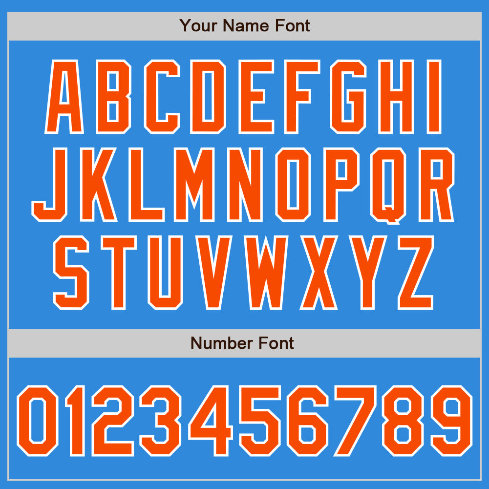 Custom Electric Blue Orange-White Authentic Baseball Jersey