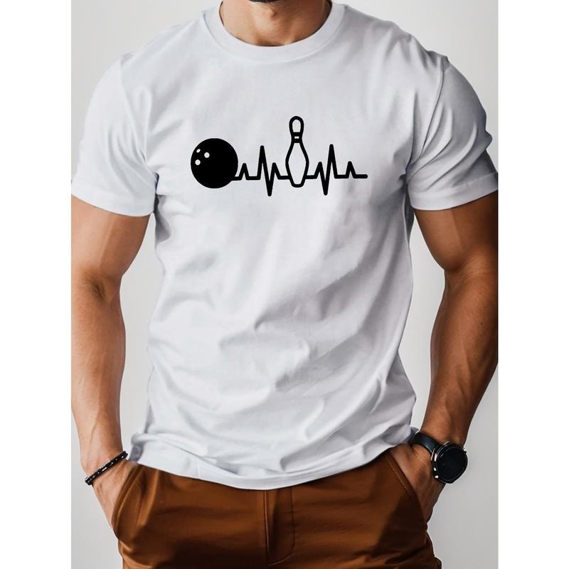 Electrocardiogram Bowling Ball Pure Cotton Men's Tshirt Comfort Fit Made in USA