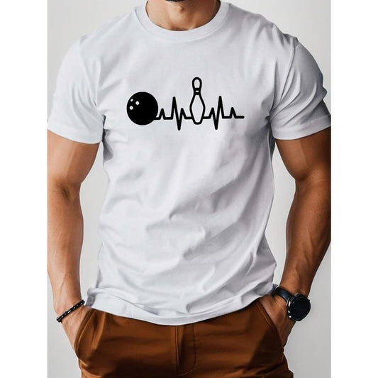 Electrocardiogram Bowling Ball Pure Cotton Men's Tshirt Comfort Fit Made in USA