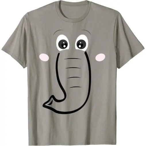 Elephant Face, Cartoon Style, Easy Halloween Costume T-Shirt Made in USA