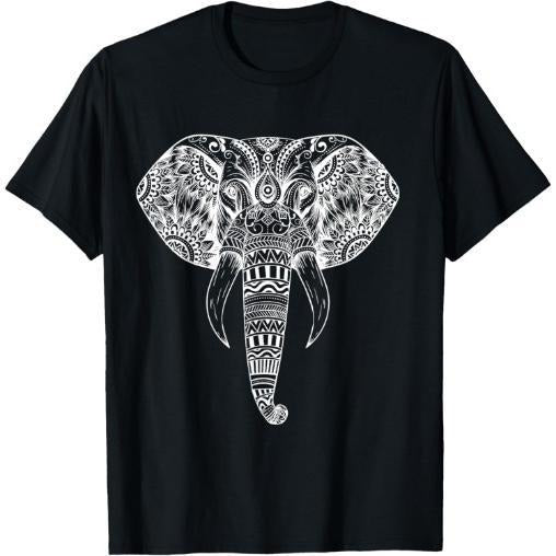 Elephant Tribal Tattoo Art - Mandala Yoga Tribal Elephants T-Shirt Made in USA