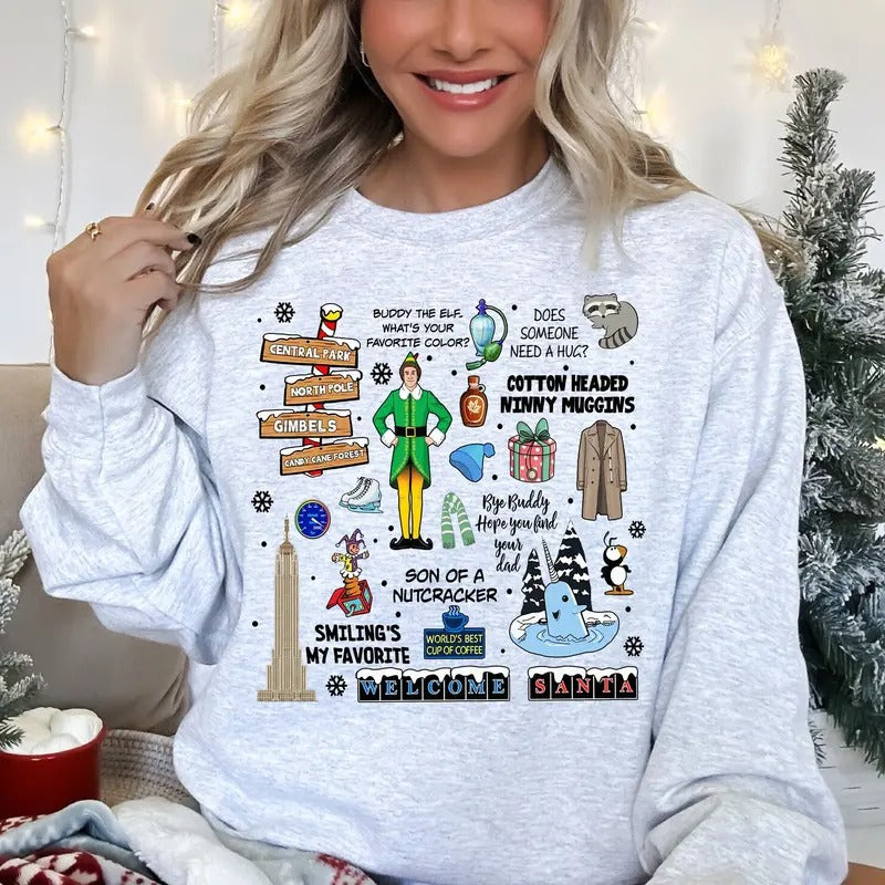 Elf Christmas Movie Sweatshirt, Vintage Buddy Elf Xmas Tee Shirt, Christmas Classic Movie 90s Sweater, Christmas Elf Son Of A Nutcracker Shirt