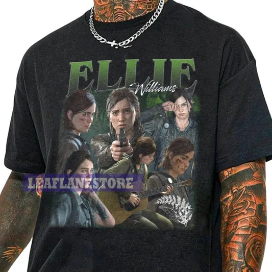 Ellie The Last Of Us T-Shirt, Limited Edition Joel Miller Vintage T-Shirt, Black Casual Crewneck, Oversize Fit, Movie Shirt for Men