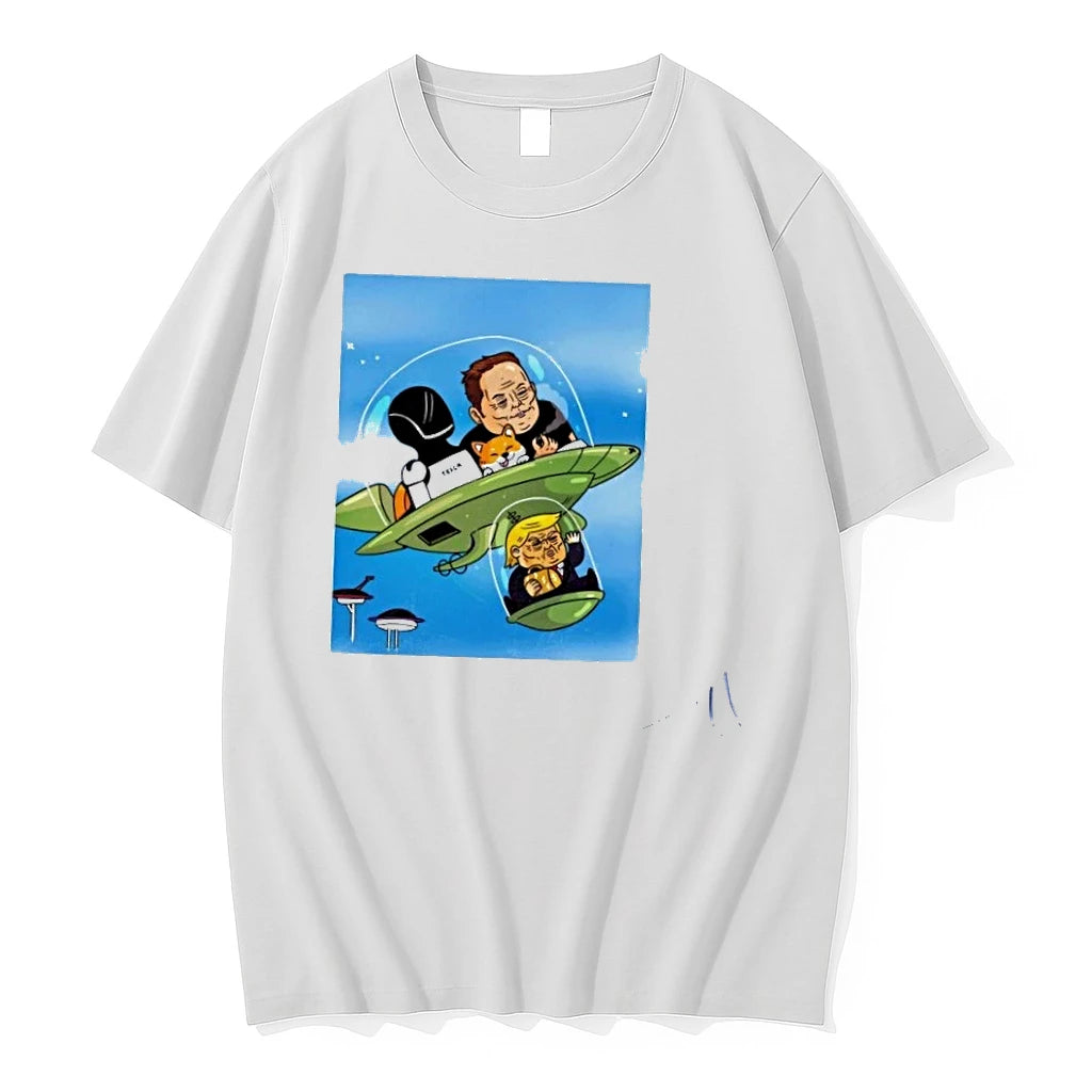 Elon Musk And Donald Trump In Space Cartoon Tshirts Sweater