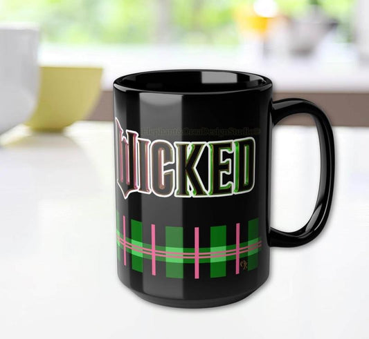 Elphaba and Glinda Ceramic Mug Pink and Green Wicked Inspired Theater Gift