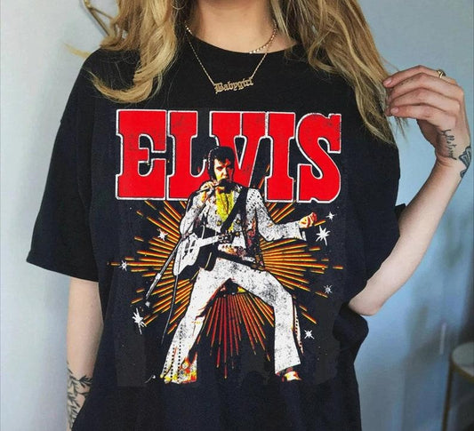 Elvis Presley Official Retro Shirt, Music Rock And Roll Shirt, King Of Rock T-Shirt, Elvis Presley Lovers Tee Great Gift Ideas For Men Women