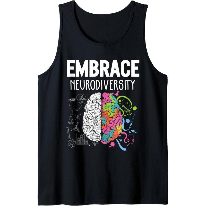 Embrace Neurodiversity Brain ADHD Autism Awareness Tank Top MADE IN USA