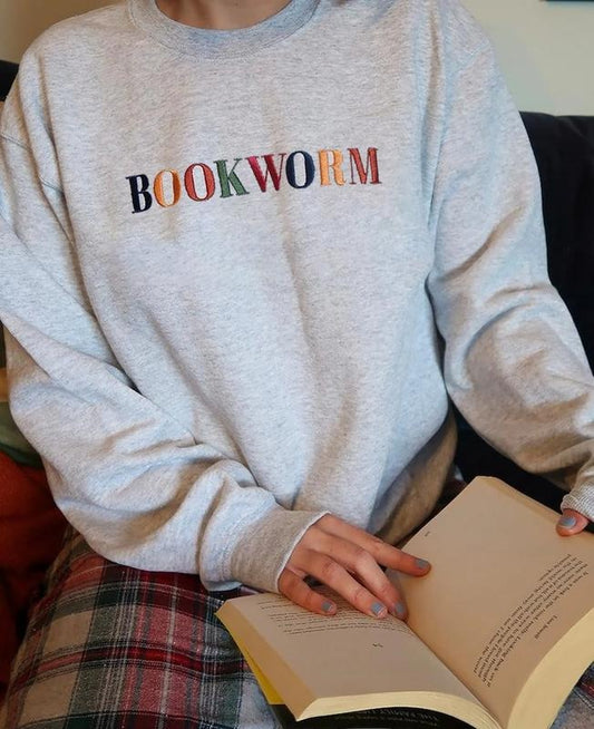 Embroidered Bookworm Sweatshirt, Embroidered Bookish Shirt, Bookworm T-Shirt, Gift For Book Lover, Book Club Sweater, Librarian Gift