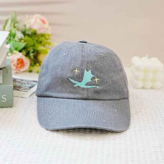 Embroidered Fourth Wing Hats, Dragon Truck Hat, Custom Embroidered Baseball Hats, Bookish Washed Dad Hats, Fantasy Book Hat