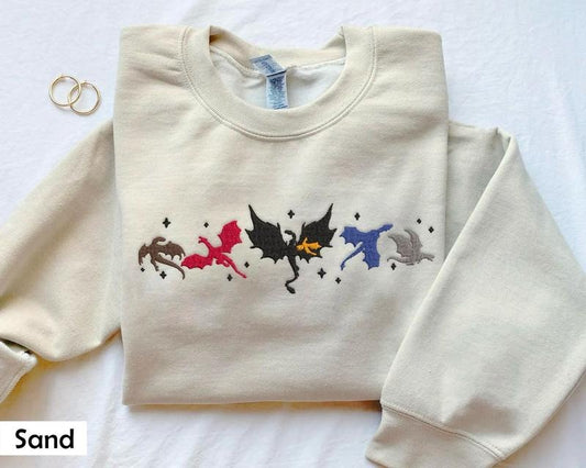 Embroidered Fourth Wing Sweatshirt, Basgiath War College Hoodie, Violet Sorrengail, Xaden Riorson Shirt, Gifts for Readers, Fantasy Book Dragon Shirt