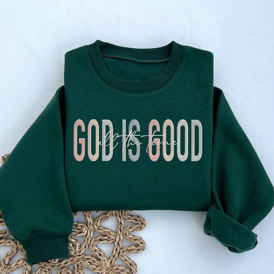 Embroidered GOD IS GOOD Sweatshirt | Christian Crewneck | Christian Sweatshirt | Faith Sweatshirt | Embroidered Crewneck