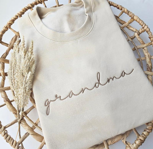 Embroidered Grandma Sweatshirt, Grandma Crewneck, Pregnancy Announcement, Grandma Gift, Nana, Gigi, Mother's Day Gift, Women Gift Shirt