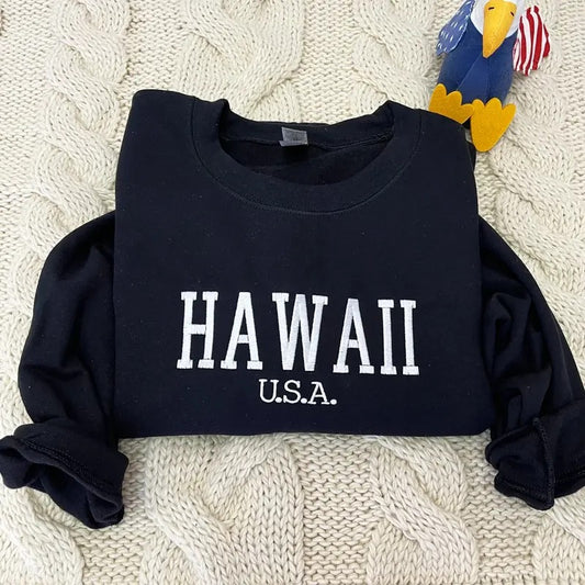 Embroidered Hawaii Sweatshirt -  Hawaii Crewneck - Hawaii Gift