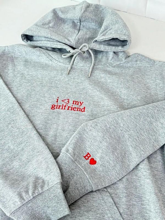 Embroidered I Love My Girlfriend Couple Matching Sweatshirt, Couple Hoodie, Boyfriend Shirt, Couple Embroidered Sweatshirt, Girlfriend Boyfriend Shirt, Valentine Christmas Birthday Gift For Boyfriend