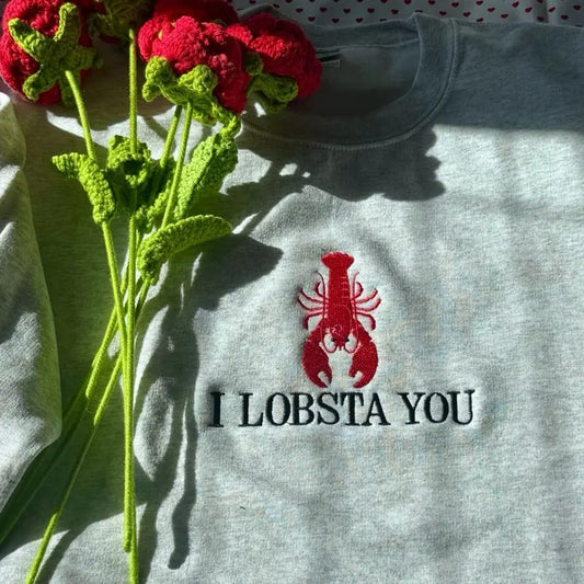 Embroidered Lobster Sweatshirt, Valentines Day Gift, Valentines Day Sweatshirt T-Shirts, Hoodie | WearSparks.com