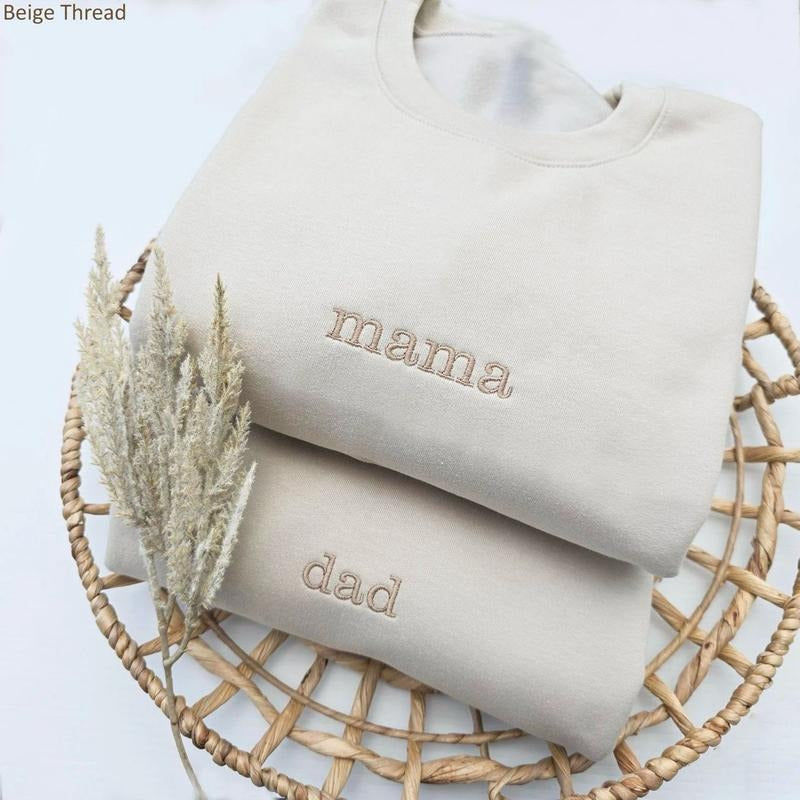 Embroidered Mama Dad Sweatshirt, Mom Shirt, New Mom New Dad Sweatshirt, Dad T-Shirt, Mommy Birthday Sweatshirt Christmass Gift For Mom, Birthday Gift For Dad, Mother's Day Gift for Mom, Dad Gift