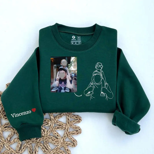 Embroidered Portrait Sweatshirt, Custom Photo on Sweatshirt Embroidered, Father Portrait Sweater from Your Photo