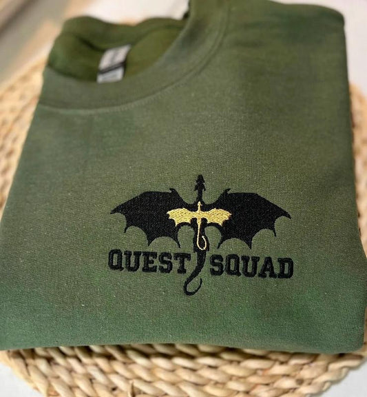 Embroidered Quest Squad Sweatshirt, Fourth Wing Shirt, Basgiath War College Hoodie, Dark Academia Sweatshirt, Iron Flame...
