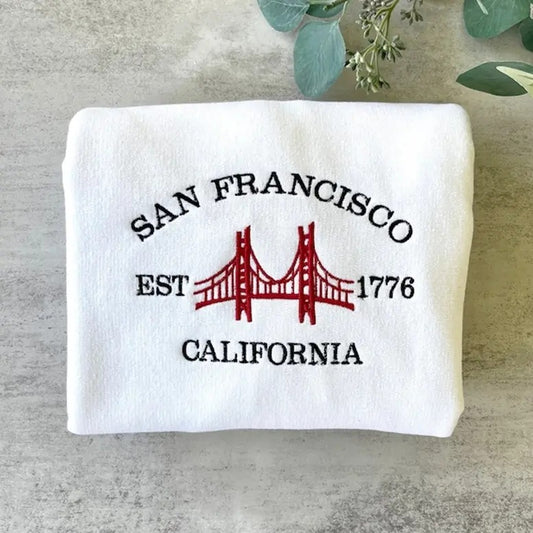 Embroidered San Francisco California Sweatshirt, City Sweatshirt, Embroidered California Sweatshirt