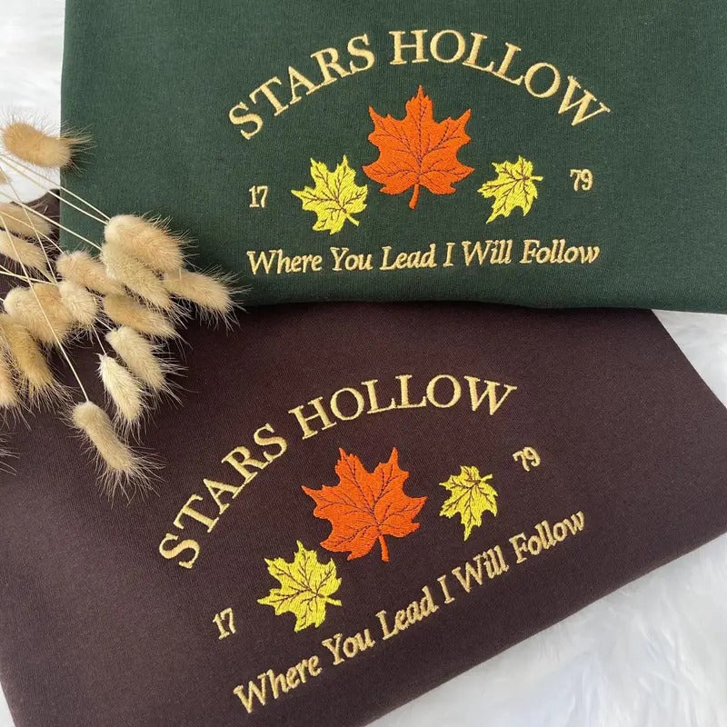 Embroidered Stars Hollow Crewneck - Where You Lead I will Follow Unisex Sweatshirt - Sweatshirt embroidered