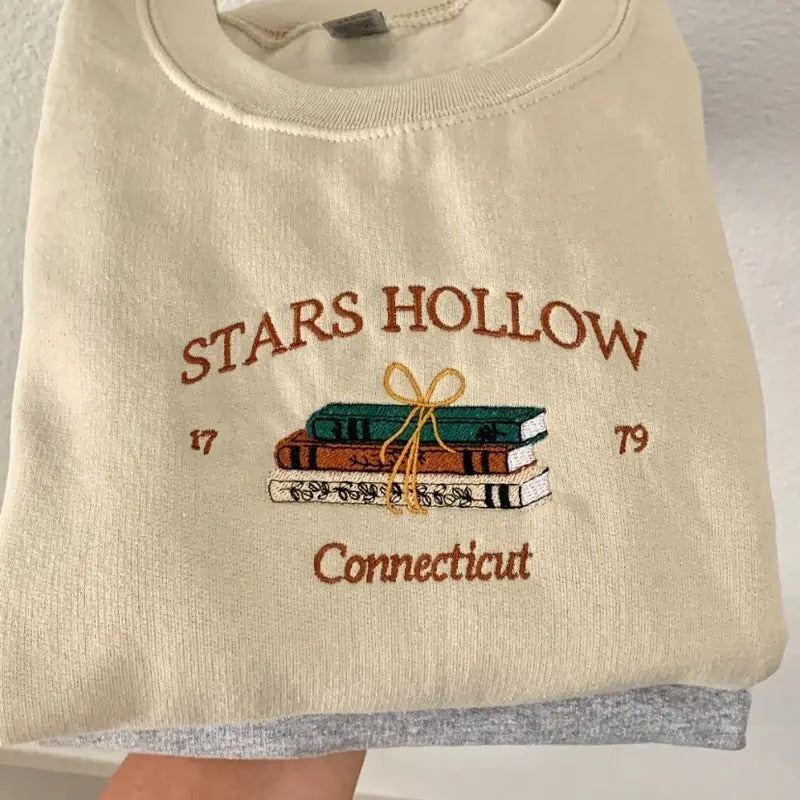 Embroidered Sweatshirt | Stars Hollow Inspired Pullover | Lorelai and Rory Fan Apparel | Cozy TV Show Lover Gift | Autumn