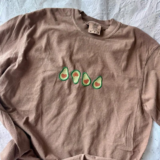 Embroidered Tshirt, Avocado Tshirt, Cute Embroidered Shirt Hoodie, Sweatshirt | WearSparks.com