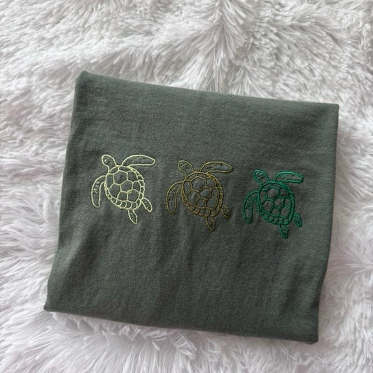 Embroidered Turtle Shirt, Summer Tshirt, Sea Turtles Tshirt Hoodie, Sweatshirt | WearSparks.com