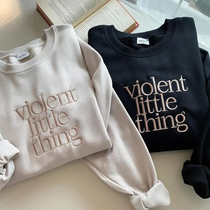 Embroidered Violent Little Thing Sweatshirt, Fourth Wing Dragon Rider Tee, Riders Quadrant Tee, Basgiath War College Shirt, Bookish Shirt, Reader Shirt