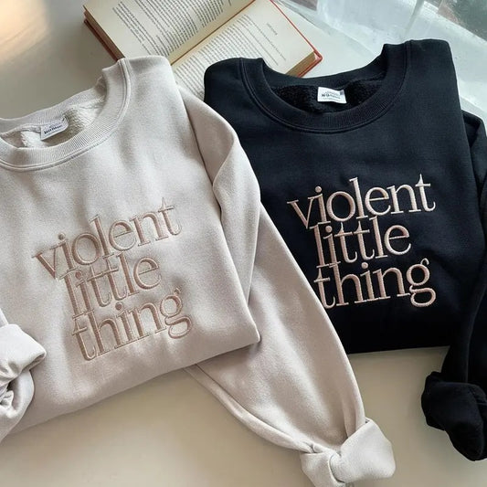 Embroidered Violent Little Thing Sweatshirt, Fourth Wing Dragon Rider Tee, Riders Quadrant Tee, Basgiath War College Shirt, Bookish Shirt, Reader Shirt